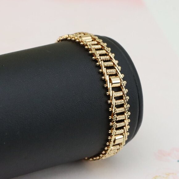 "Elegant Rose Gold Plated Textured Chain Bracelet, XPBL0867 - Picture 9 of 13